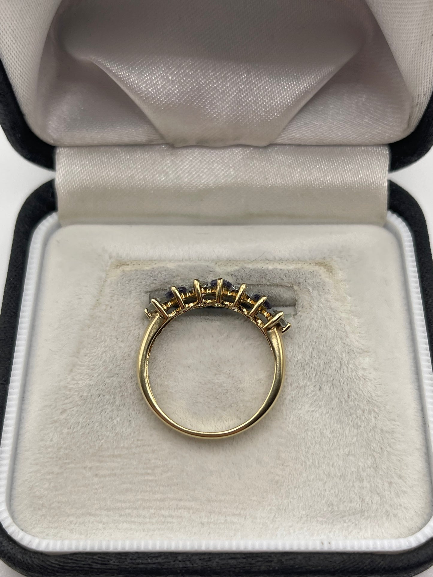 9ct gold aquamarine and iolite ring