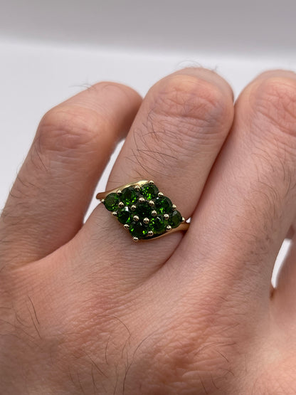 9ct gold diopside cluster ring