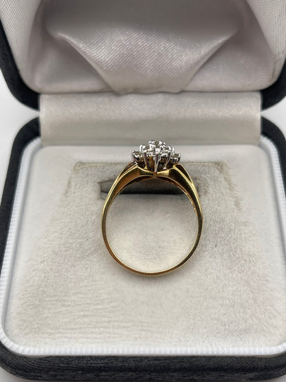 9ct gold 50 point diamond cluster ring