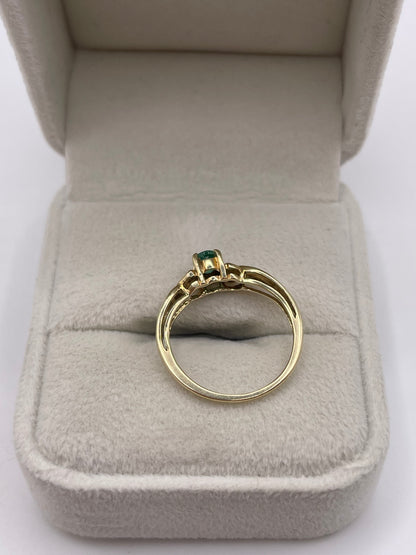 9ct gold emerald and diamond ring