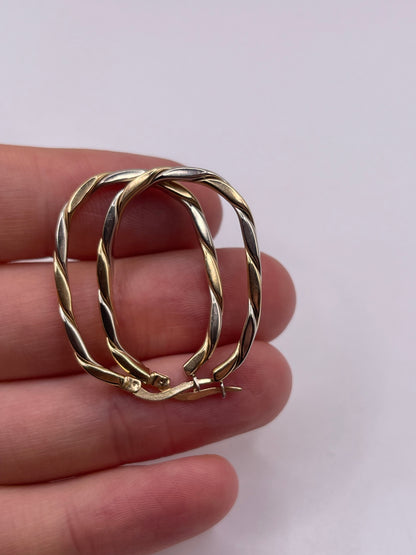 9ct two tone gold creole earrings