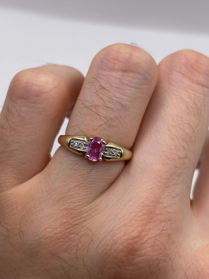 9ct gold pink sapphire and diamond ring
