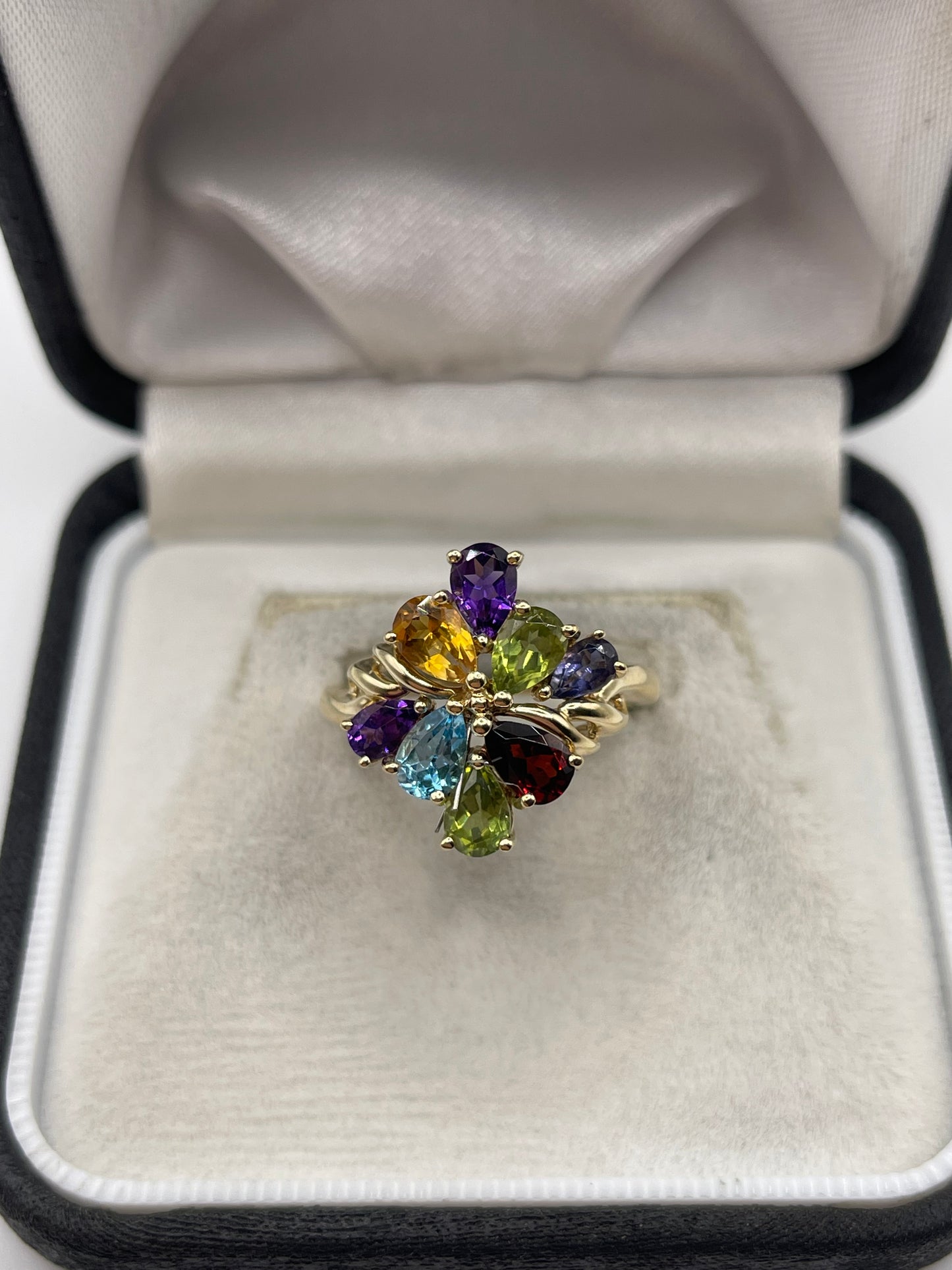 9ct gold multi gemstone ring