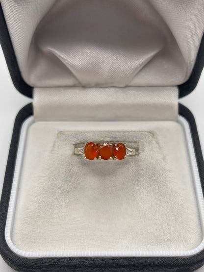 9ct gold fire opal and diamond ring