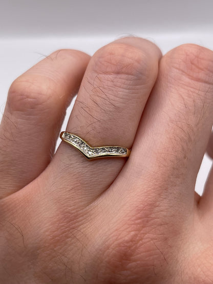 9ct gold diamond wishbone ring