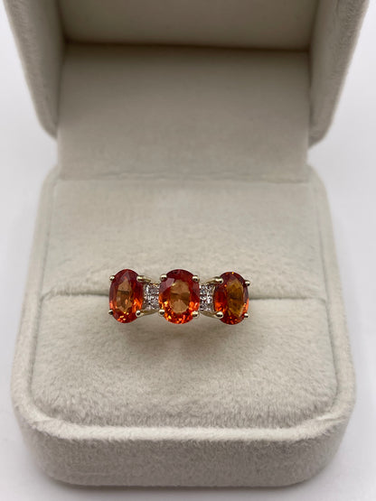 9ct gold spessartite garnet and diamond ring
