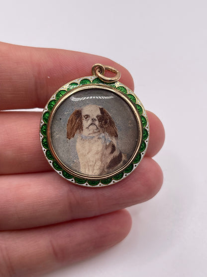 Antique 15ct gold enamel locket pendant