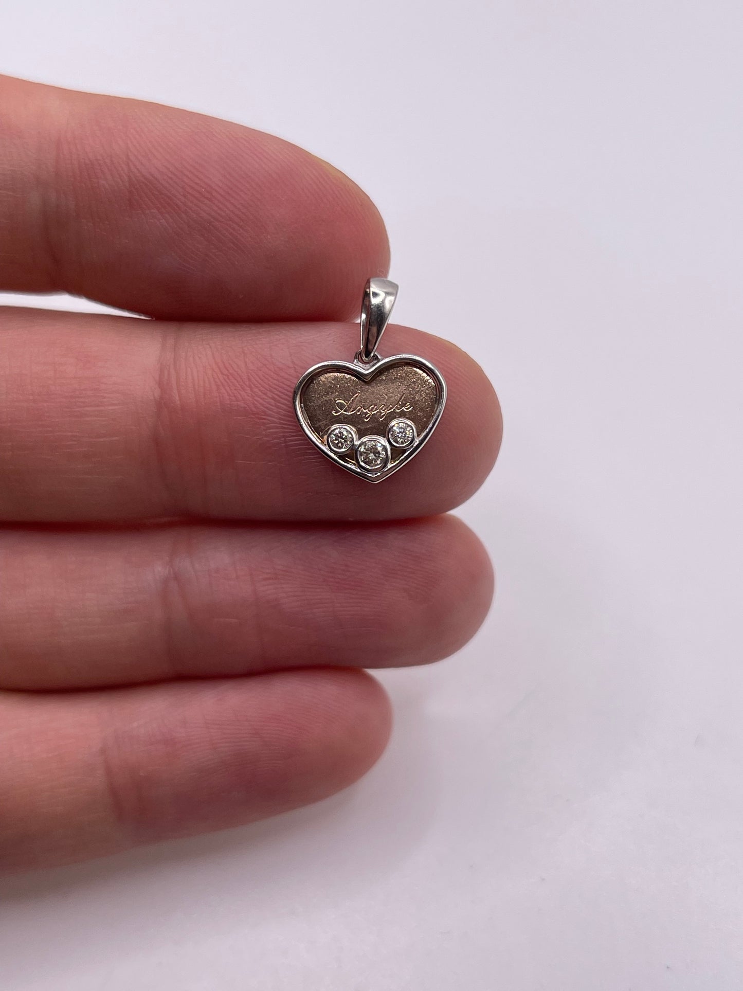 9ct two tone gold diamond heart pendant
