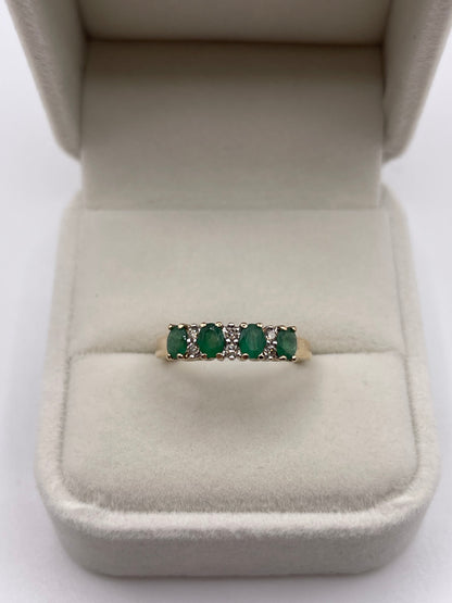 9ct gold emerald and diamond ring