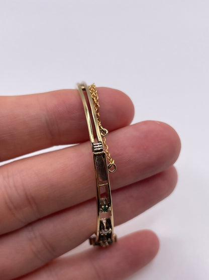 9ct gold emerald and diamond bangle