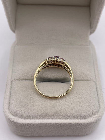 9ct gold pink sapphire and diamond ring