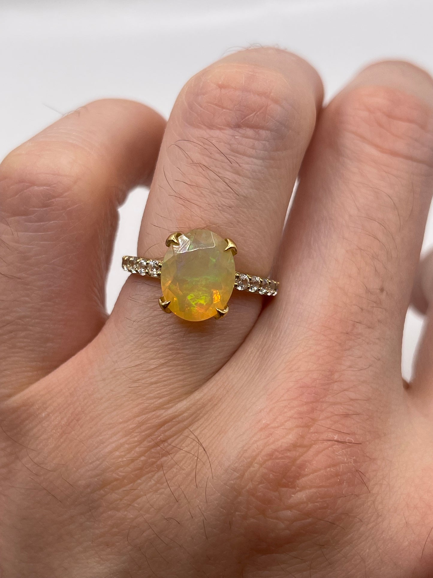 9ct gold opal and zircon ring