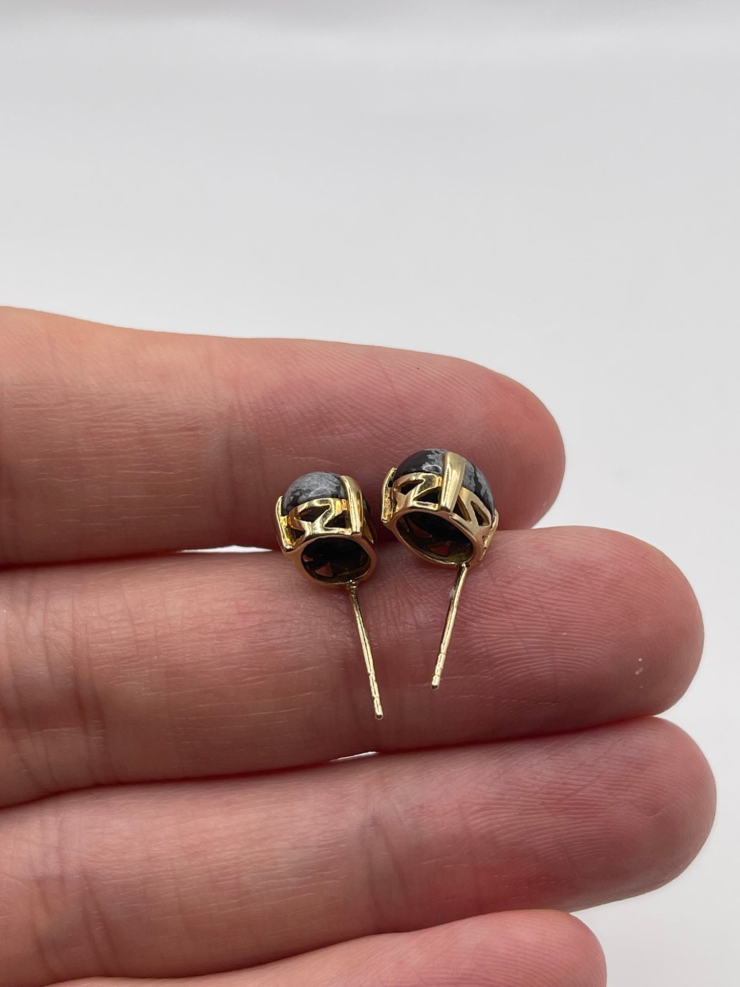 9ct gold obsidian earrings