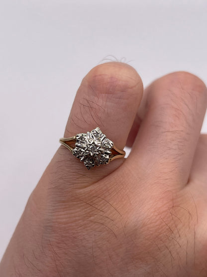 9ct gold diamond cluster ring