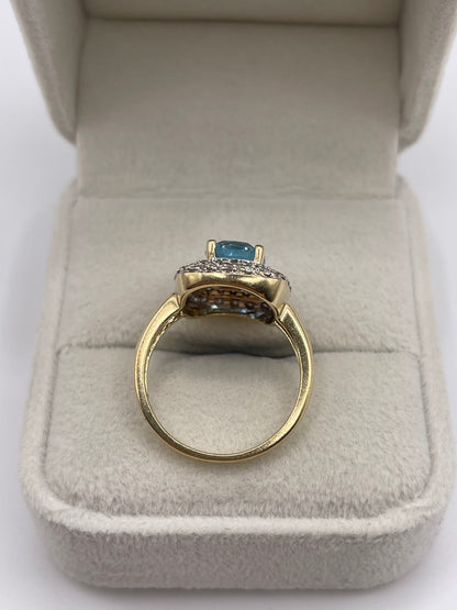 9ct gold topaz and diamond ring