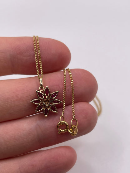 9ct gold ruby and diamond necklace