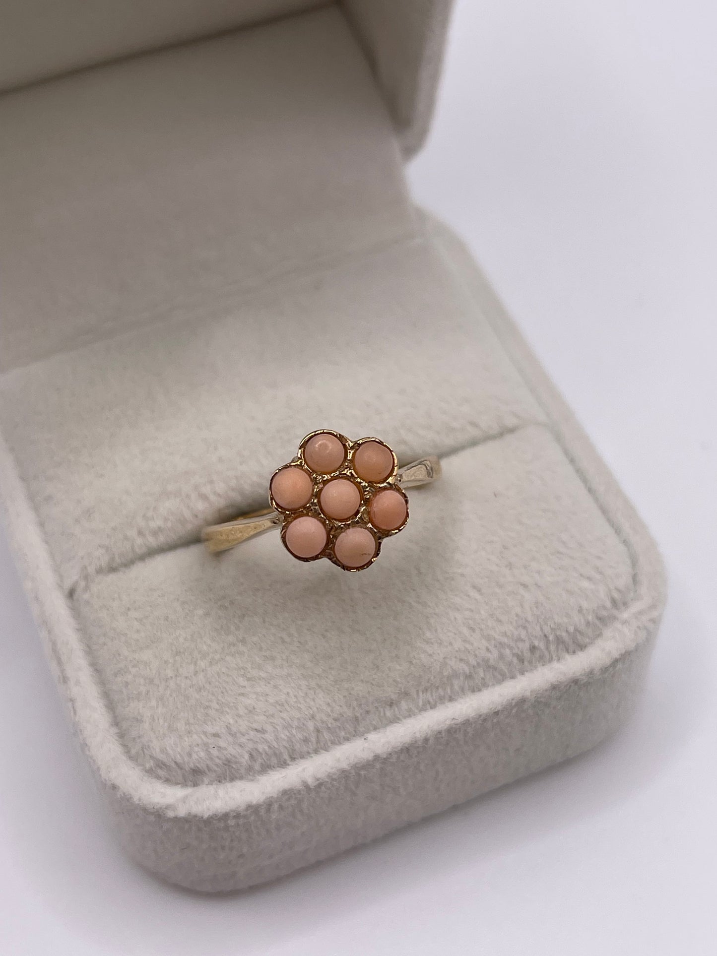 9ct gold coral cluster ring