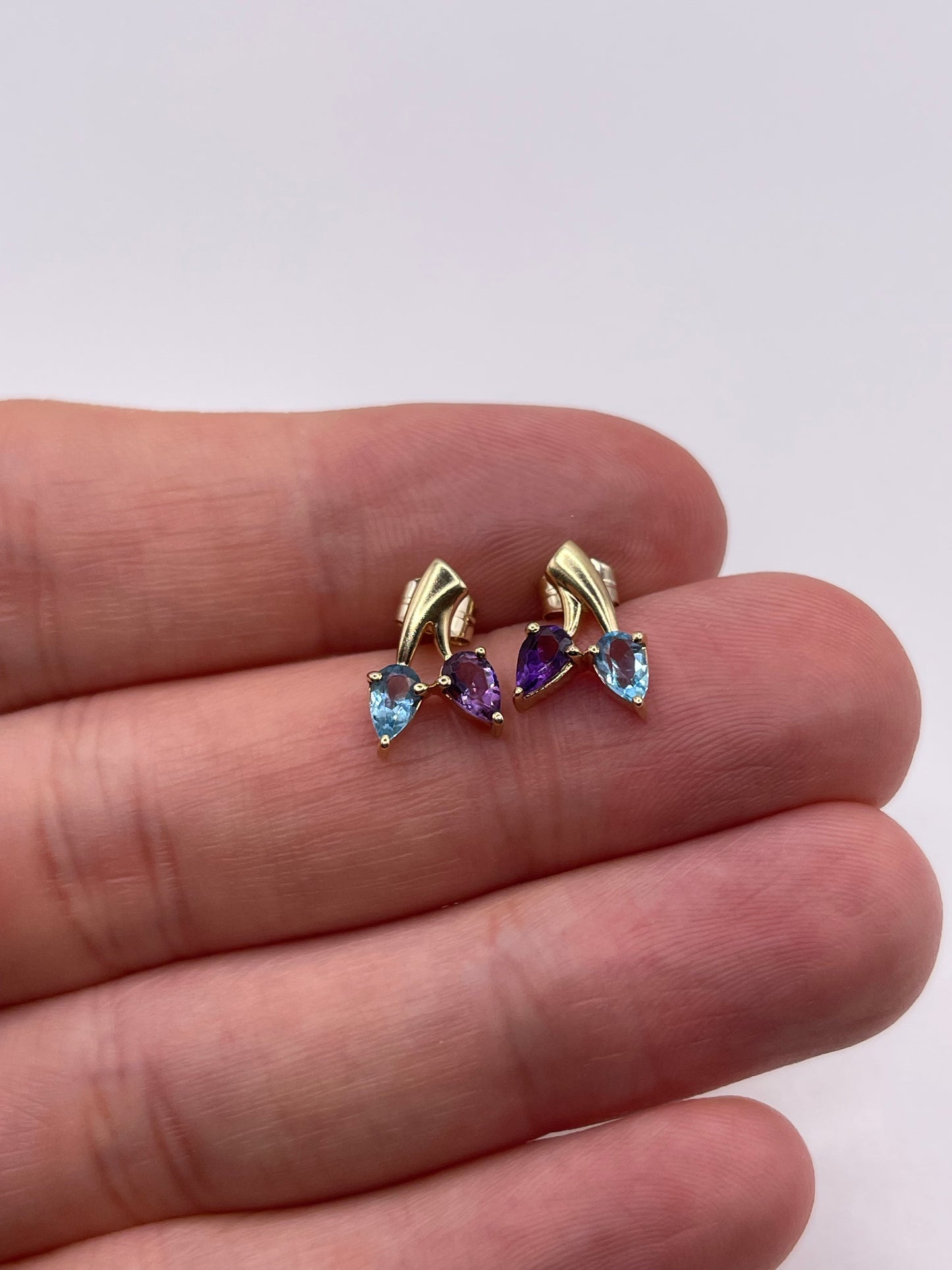 9ct gold topaz and amethyst earrings