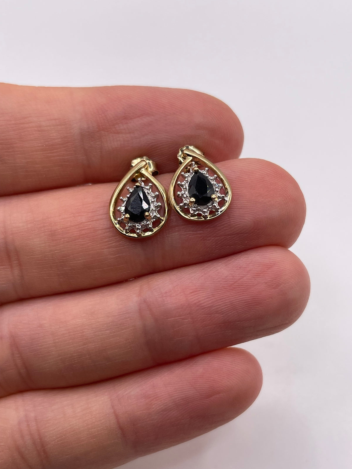 9ct gold sapphire and diamond earrings