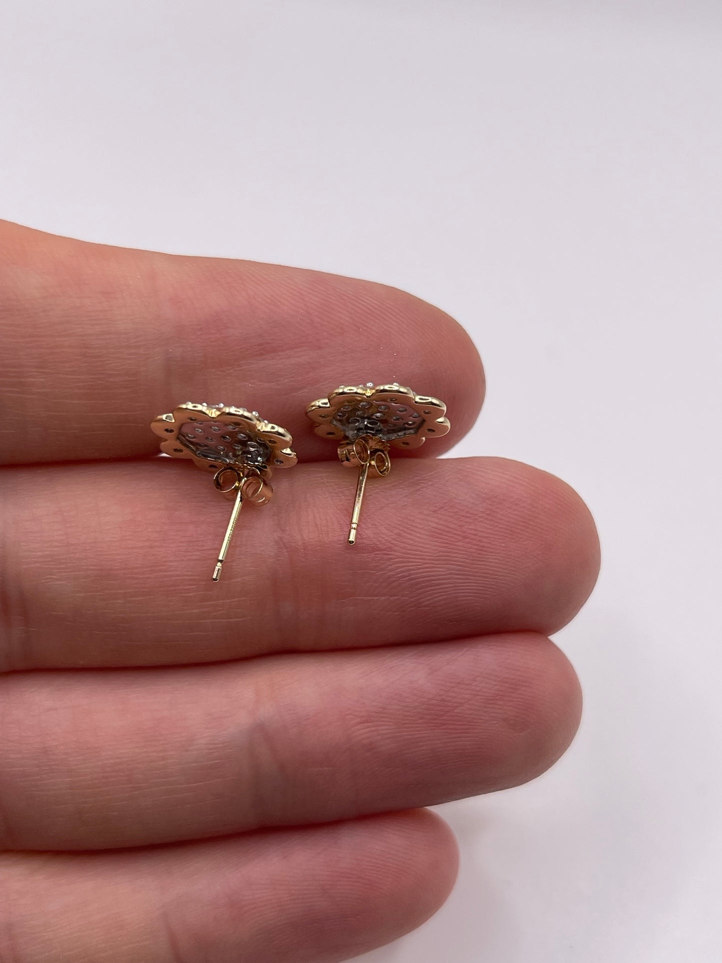 9ct gold diamond cluster earrings
