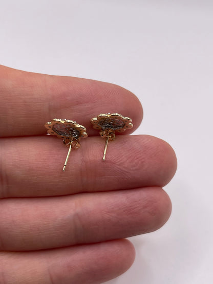 9ct gold diamond cluster earrings