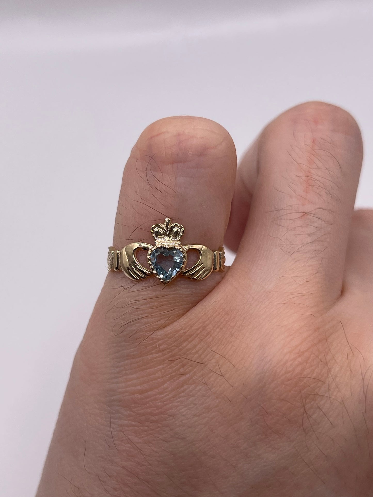9ct gold topaz claddagh ring