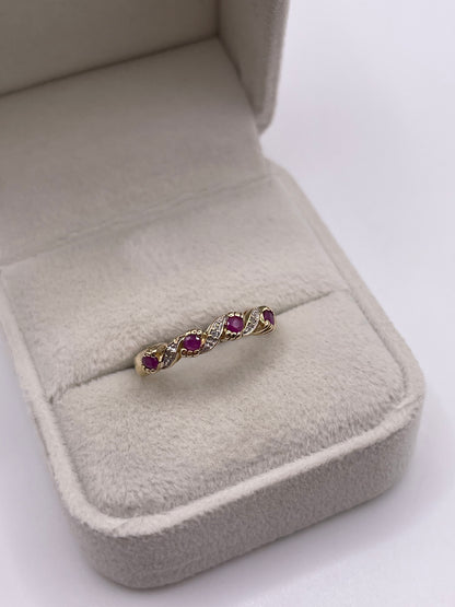 9ct gold ruby and diamond ring
