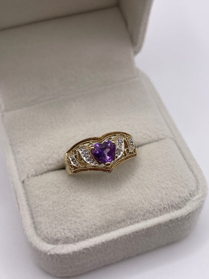 9ct gold amethyst and diamond ring