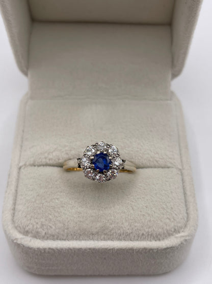 18ct gold platinum sapphire and diamond ring