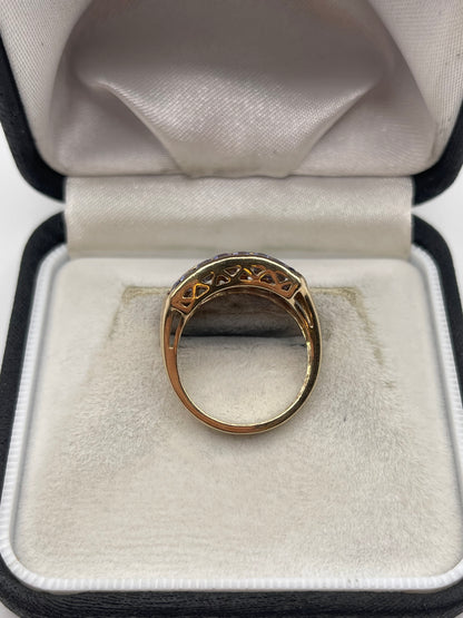 9ct gold tanzanite cluster ring