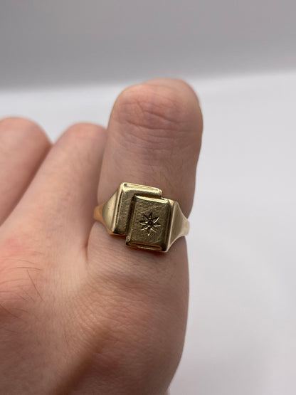 9ct gold diamond signet ring