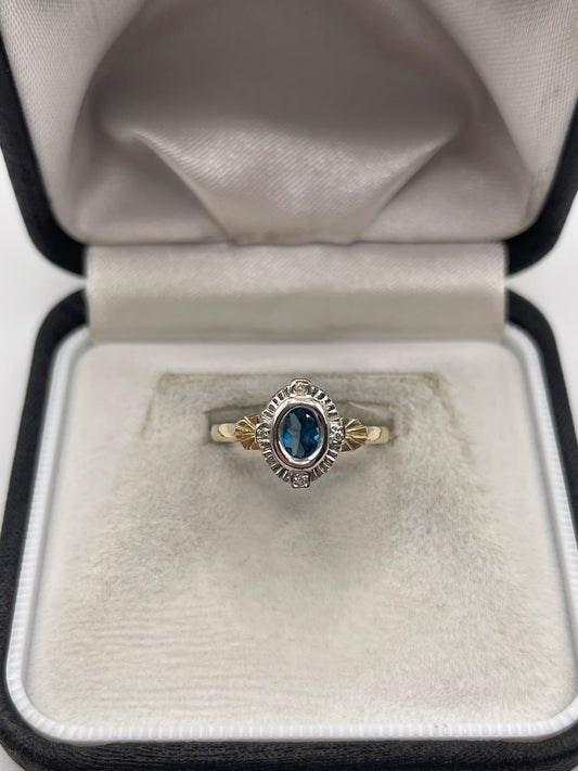 9ct gold topaz and diamond ring