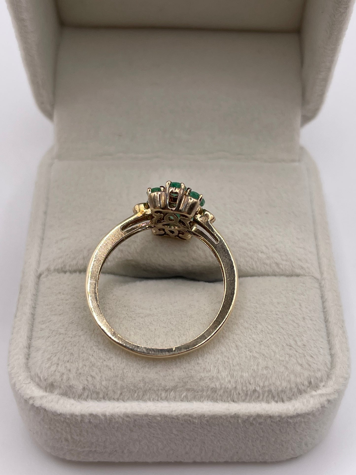 9ct gold emerald and zircon ring