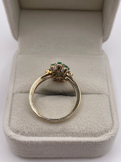 9ct gold emerald and zircon ring