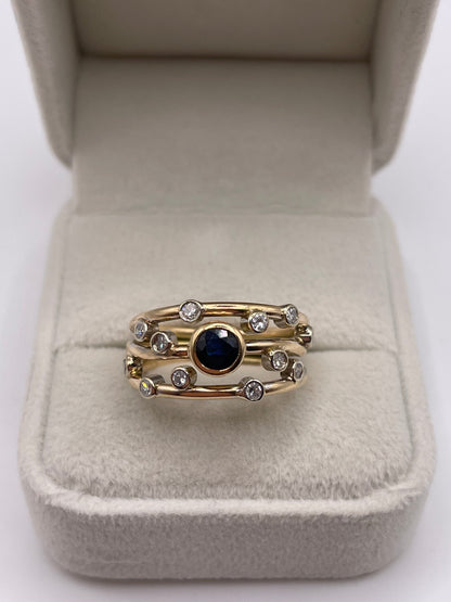 9ct gold sapphire and diamond ring