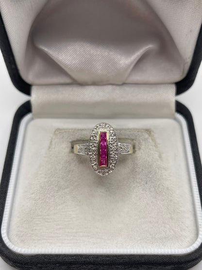 9ct gold ruby and diamond ring