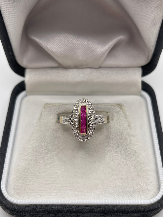 9ct gold ruby and diamond ring