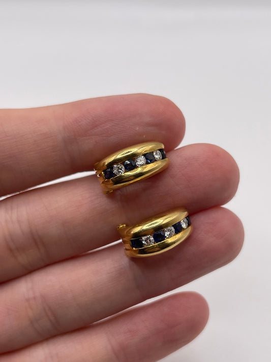 18ct gold sapphire and diamond earrings