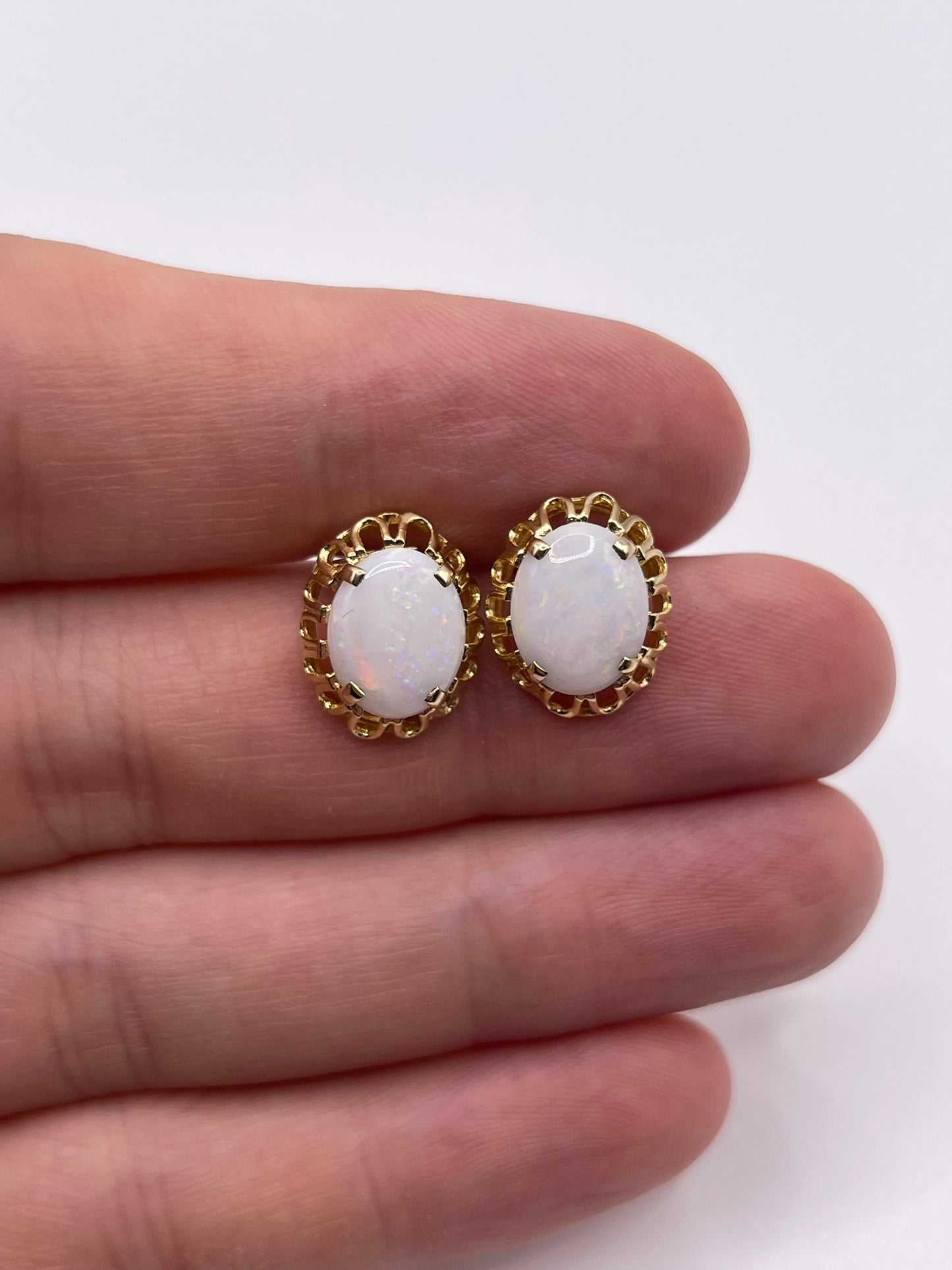 9ct gold opal earrings
