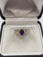 Load image into Gallery viewer, 9ct gold amethyst and diamond ring
