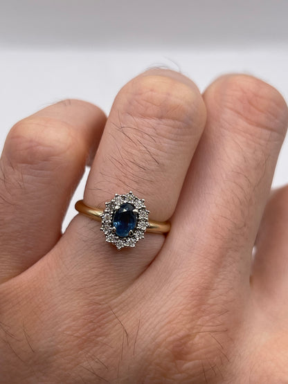 9ct gold sapphire and diamond ring