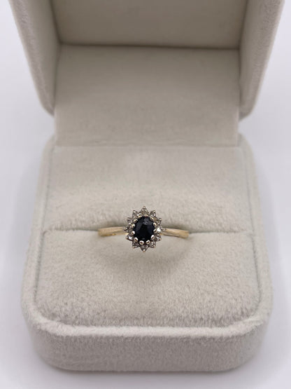9ct gold sapphire and diamond ring