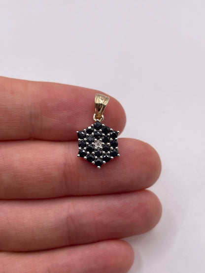9ct gold sapphire and diamond pendant