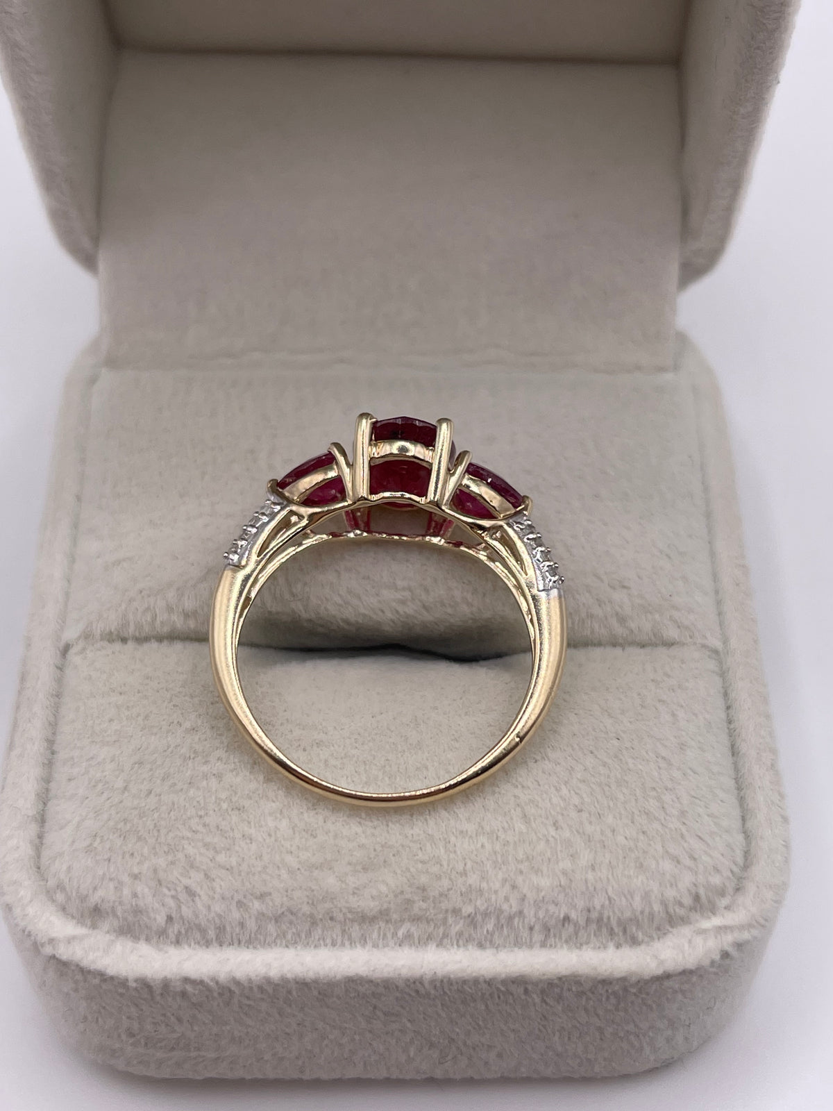 9ct gold ruby and diamond ring