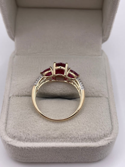 9ct gold ruby and diamond ring