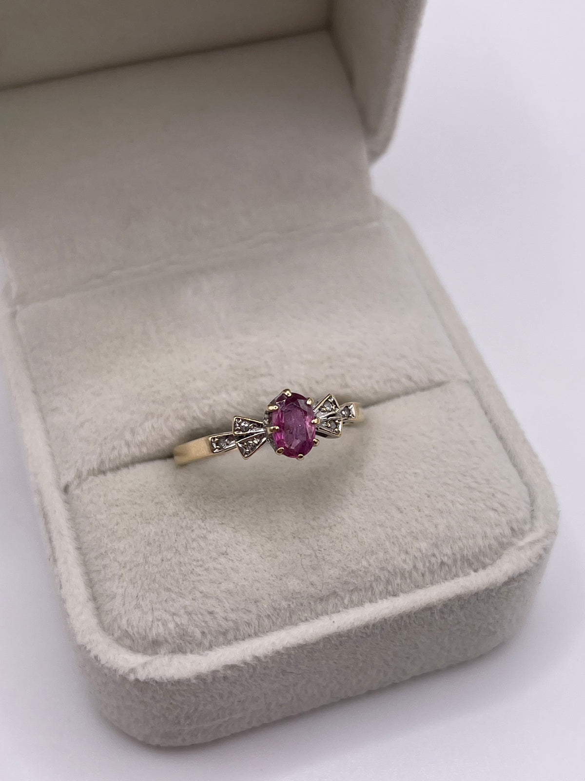 9ct gold ruby and diamond ring