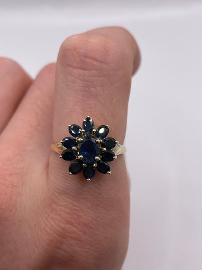 9ct gold sapphire cluster ring