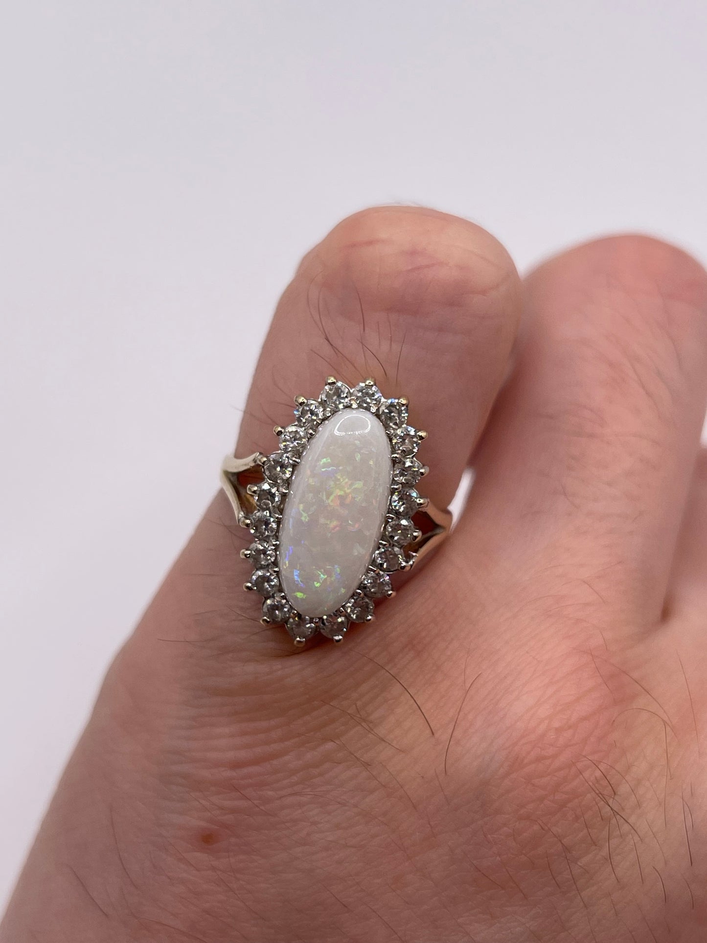 9ct gold opal and cz ring