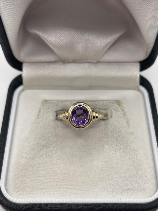 9ct gold amethyst ring