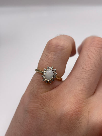 9ct gold opal and diamond ring